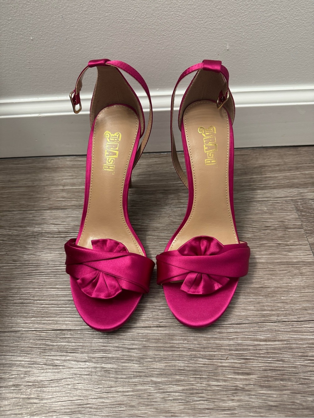Magenta Satin Knot Front Ankle Strap Sandals